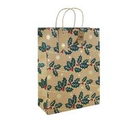 Holly Forest Green Christmas Bottle Gift Bag 35cm