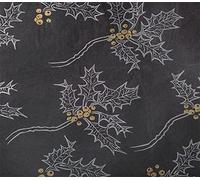 Holly Gold & Silver On Black Tissue Paper 500 x 750mm 10 Sheets