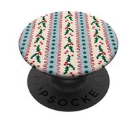 Holly Green Red Christmas Winter Pattern Berries And Leaves PopSockets Adhesive PopGrip