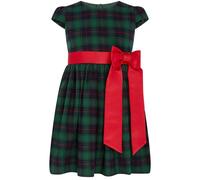 HOLLY HASTIE Girl's Joy Plaid Satin Bows Occasion Party Dress, Green | Size: 3-4 Years HOLLY HASTIE Green 3-4 Years