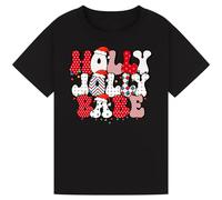 Holly Jolly Babe Christmas T-Shirt for Kids - Adorable Tee for Boys & Girls for Festive Celebrations Black L