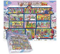 Holly Jolly Christmas House 1000 Piece Jigsaw Puzzle - Festive Holiday Scene with Chaos, Costumes, Santa & Carolers - Fun Family Puzzle for Adults - Finished Size 66 x 50 cm