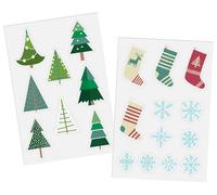 Holly Jolly Christmas Window Stickers - 20 Pieces (2 Sheets) | Trees, Stockings & Snowflakes | Winter Holiday Window Decorations