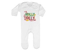 Holly Jolly Decorated Statement [BCX] Baby Romper Jumpsuit with feet, 0-3 Months, White