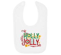 Holly Jolly Decorated Statement [BCX] Cotton Baby bib - White