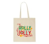 Holly jolly decorated statement [BCX] tote style shopping bag - natural