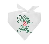 Holly & Jolly Dog Bandana | 100% Cotton Adjustable Triangle | Made in USA | Christmas | Holiday Cheer | Gift | Merry & Bright |White, One Size (1463)
