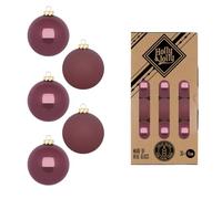 Holly & Jolly Dusty Rose Christmas Baubles, Pack of 36 | Glass Christmas tree baubles, approx. 4 cm, Christmas tree decoration in plum, matt and shiny, Christmas decoration for