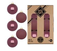 Holly & Jolly Dusty Rose Christmas Baubles, Pack of 6 | Glass Christmas tree baubles, approx. 10 cm, Christmas tree decoration in plum, matt and shiny, Christmas decoration for