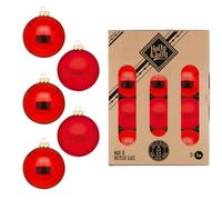 Holly & Jolly Merry Red Christmas Baubles, Pack of 12