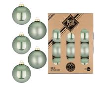 Holly & Jolly - Mild Sage Christmas Baubles, Pack of 12 | Glass Christmas Baubles, Approx. 7.9 cm, Sage Christmas Tree Decorations, Matte and Glossy, Christmas Tree Decorations