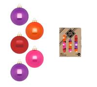 Holly & Jolly Party Time Christmas Baubles, Pack of 24 | Glass Christmas tree baubles, approx. 3 cm, Christmas tree decorations in purple, orange, red and pink, shiny