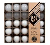 Holly & Jolly Pure White Flow Christmas Baubles, Pack of 25 | Glass Christmas tree baubles, approx. 6 cm, Christmas tree decoration in white, transparent, matt and shiny