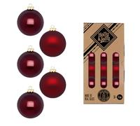 Holly & Jolly Smooth Port Christmas Baubles, Pack of 36 | Glass Christmas tree baubles, approx. 4 cm, Christmas tree decoration in dark red, matt and shiny, Christmas decoration for