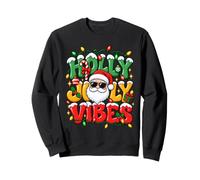 Holly Jolly Vibes Santa Christmas Lettering Sweatshirt