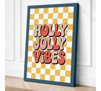Holly Jolly Vibes Typography Canvas Wall Art Print 18x12 Inch