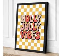 Holly Jolly Vibes Typography Canvas Wall Art Print 30x20 Inch