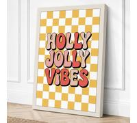 Holly Jolly Vibes Typography Canvas Wall Art Print 36x24 Inch