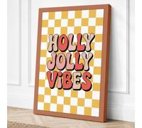 Holly Jolly Vibes Typography Canvas Wall Art Print 36x24 Inch