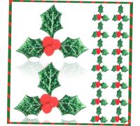 Holly Leaf Berry Decor Material Wreath 100pcs DIY Christmas