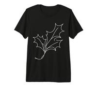 Holly Leaf Botanical Line Art Christmas Holiday Design Premium T-Shirt