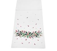Holly Oak Christmas Holly, Mistletoe and Berries Embroidered Table Runner 14" x 75"