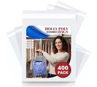 Holly Poly Bags Clear Plastic Bags - 400 Plastic Baggies - Sizes of 15x23cm, 20x25cm, 23x30cm, 28x36cm - Packaging, Shipping, Storage of Jewellery, Crafts, Beads, Biscuits or Sweet Bags
