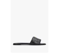 Holly Quilted Black Leather Flat Mules - Black Leather / 3.5