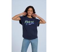 'Holly' Short Sleeve Cotton Script T-Shirt Soft Casual Lightweight Top Animal Navy 8