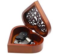 HOLLY TRIP Vintage Music Box, Heart Shape Wooden Mechanism Wind Up Musical Box Gift for Christmas/Birthday/Valentine's Day, Melody Amazing Grace