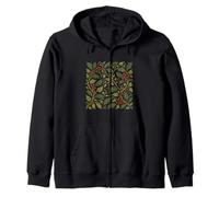 Holly Vines Pattern Zip Hoodie