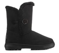 Holly Womens Single Button Faux Faux Waterproof Rain Winter Snow Boots - Black - 3 - BLA36 AEA0145