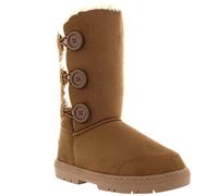 Holly Womens Triplet Button Waterproof Winter Snow Boots, Light Tan, 5 UK