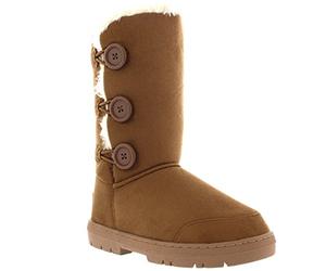 Holly Womens Triplet Button Waterproof Winter Snow Boots, Light Tan, 5 UK