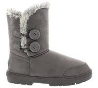 Holly Womens Twin Button Waterproof Winter Snow Boots, Grey, 3 UK