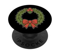 Holly Wreath with Red Bow PopSockets Adhesive PopGrip