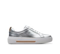 Hollyhock Walk Silver Leather Trainers Clarks Metallics 3.5-Standard Fit