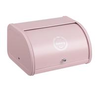 HollyHOME Bread Bin with Stainless Steel Body Metal Bread Bins for Kitchen Bread Storage Containers with Roll Up Easy Storage Bread Box Holder Lid,Light Pink