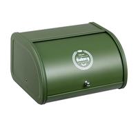 HollyHOME Bread Bin with Stainless Steel Body Metal Bread Bins for Kitchen Bread Storage Containers with Roll Up Easy Storage Bread Box Holder Lid,Green