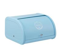 HollyHOME Bread Bin with Stainless Steel Body Metal Bread Bins for Kitchen Bread Storage Containers with Roll Up Easy Storage Bread Box Holder Lid,Light Blue
