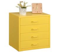 HollyHOME Desktop Drawers Filing Cabinet with 4 Drawers,Organizer Vertical File Cabinets for A4 Letter Size Metal Storage Drawer for Home Office Self-assemble,Light Yellow
