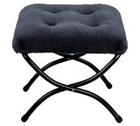 HollyHOME Foot Stool Foldable Footstool Folding Footstools for Living Room Garden Balcony Foot Rest Small Ottoman with Metal Legs, Plush Dark Grey