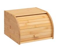 HollyHOME Natural Bamboo Bread Bins for Kitchen, Bread Storage Containers, Countertop Roll Top Lid Breadbin, Natural