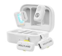 Hollyland LARK A1 Wireless Mini Microphone for iPhone15/16 & Android, Pure Sound, Noise Cancelling, Magnetic Microphone for YouTube, TikTok, Podcast, Vlogging(2TX+2RX+Charging Case)-White
