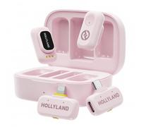 Hollyland LARK A1 Wireless Mini Microphone for iPhone15/16 & Android, Pure Sound, Noise Cancelling, Magnetic Microphone for YouTube, TikTok, Podcast, Vlogging (Pink, (2TX+2RX+Charging Case)-Pink)