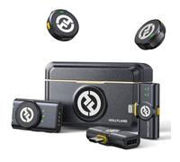 Hollyland Lark M2 Wireless Lavalier Microphone (2TX+3RX) Compatible with Camera, iPhone, Android, PC, 300m LOS Range, Hi-Fi Audio, Noise Cancelling, 40H Duration, Lapel Mic for Livestream Vlog-Black