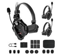 Hollyland Solidcom C1 Full-Duplex Wireless Headset Intercom System for 1100ft Communication Group Talk, Single-Ear Headset with 1 Master & 2 Remote Headphone（3 Users）