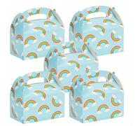 Hollylife 24 Pieces Party Box 15x9x9cm Thickened Paper Gift Packaging Box with Lid Rainbow Treat Boxes Candy Snacks Gift Boxes DIY Party Birthday Wedding Supplies Lunch Baby Shower