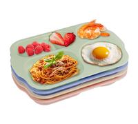 Hollylife 4pcs Divided Plate Plastic Dinner Set Reusable Microwave and Dishwasher Safe Unbreakable Non-Toxic BPA Free Portion Control Diet Plates Suitable for Soups Rice Fruit Noodles