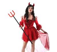 Hollylife Fork Plaything Halloween Cosplay Costume Props 111cm Plastic Fork Spears Scepter Fork Mermaid Devil Dress up Wand Role Play Detachable Halloween Party Present (Red)